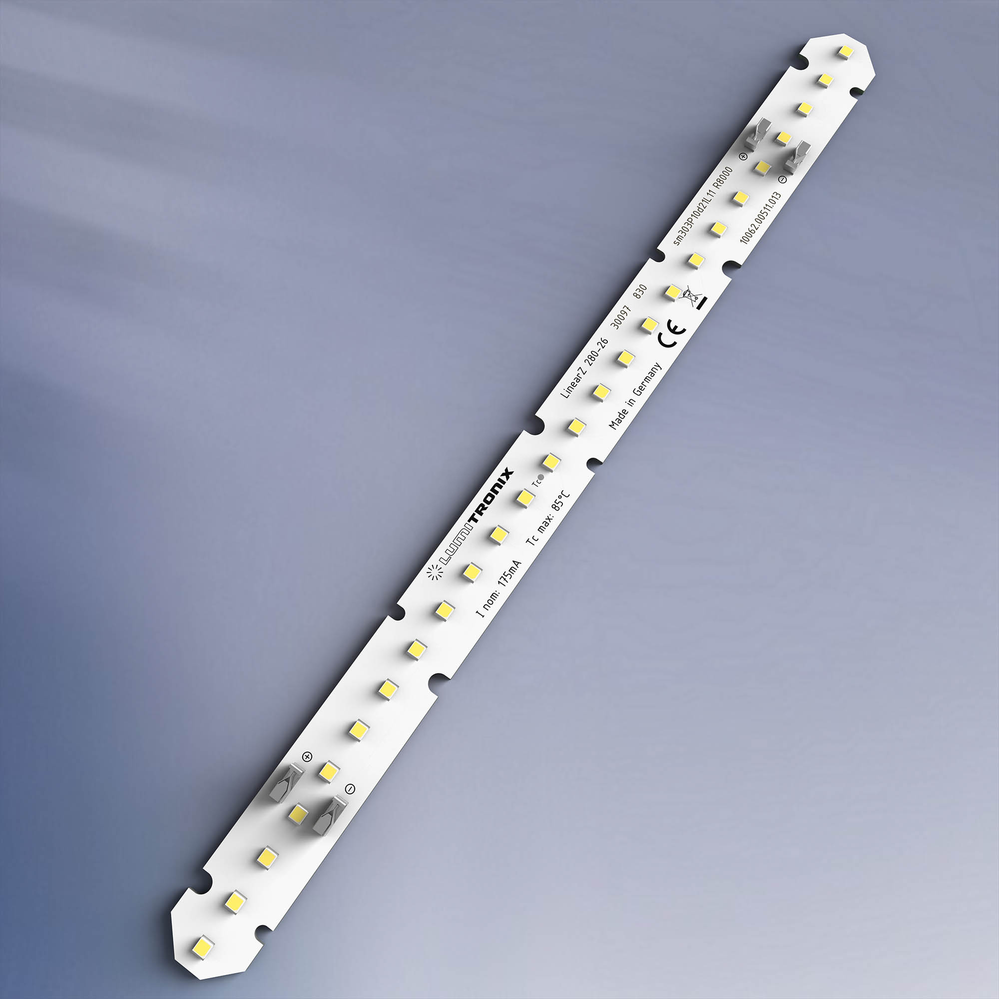 LumiBar-26-3098+ Nichia LED Strip Optisolis CRI99 pure white 5000K 752lm 14PPF 175mA 37.5V 26 LEDs 11.02in/28cm module (819lm & 7.2W/ft)