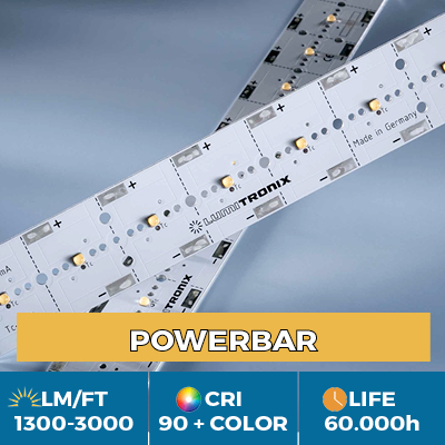 Professional PowerBar modules, up to 3000 lm / ft, white, color and UV light