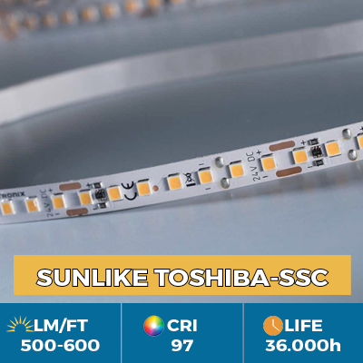 Flexible Professional LED Strip LumiFlex700 LED Toshiba-SSC SunLike TRI-R CRI97 +, luminous flux up to 600 lm / ft