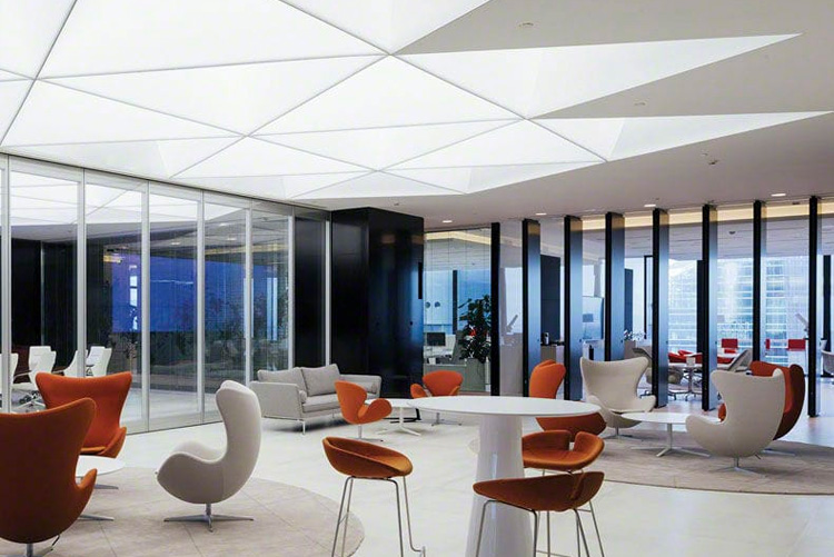 General lighting for commercial and business applications with stretched ceiling